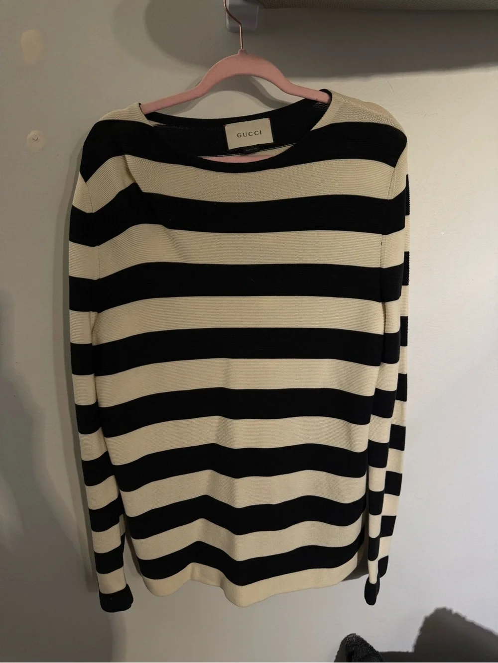 Gucci Black and Cream Striped Crewneck Sweater